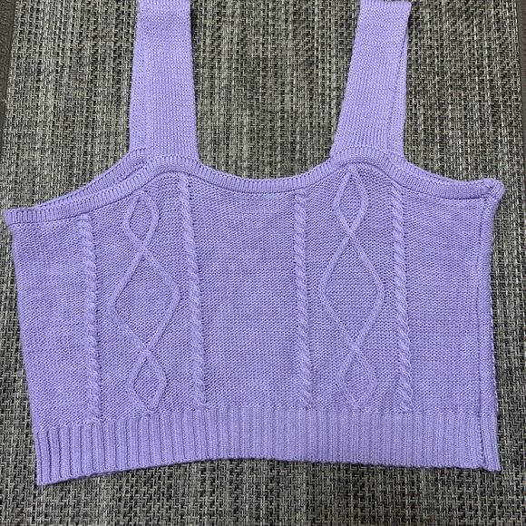 Purple Crop Top with Floral Embroidery Yesstyle - Picture 7 of 8